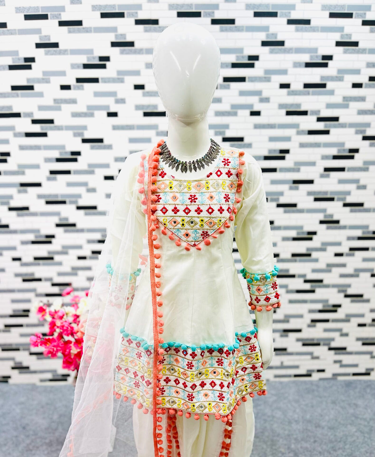 Embroidered Dhoti Salwar Suit Girls