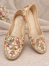 Ivory multicolor mirror work Punjabi jutti for women