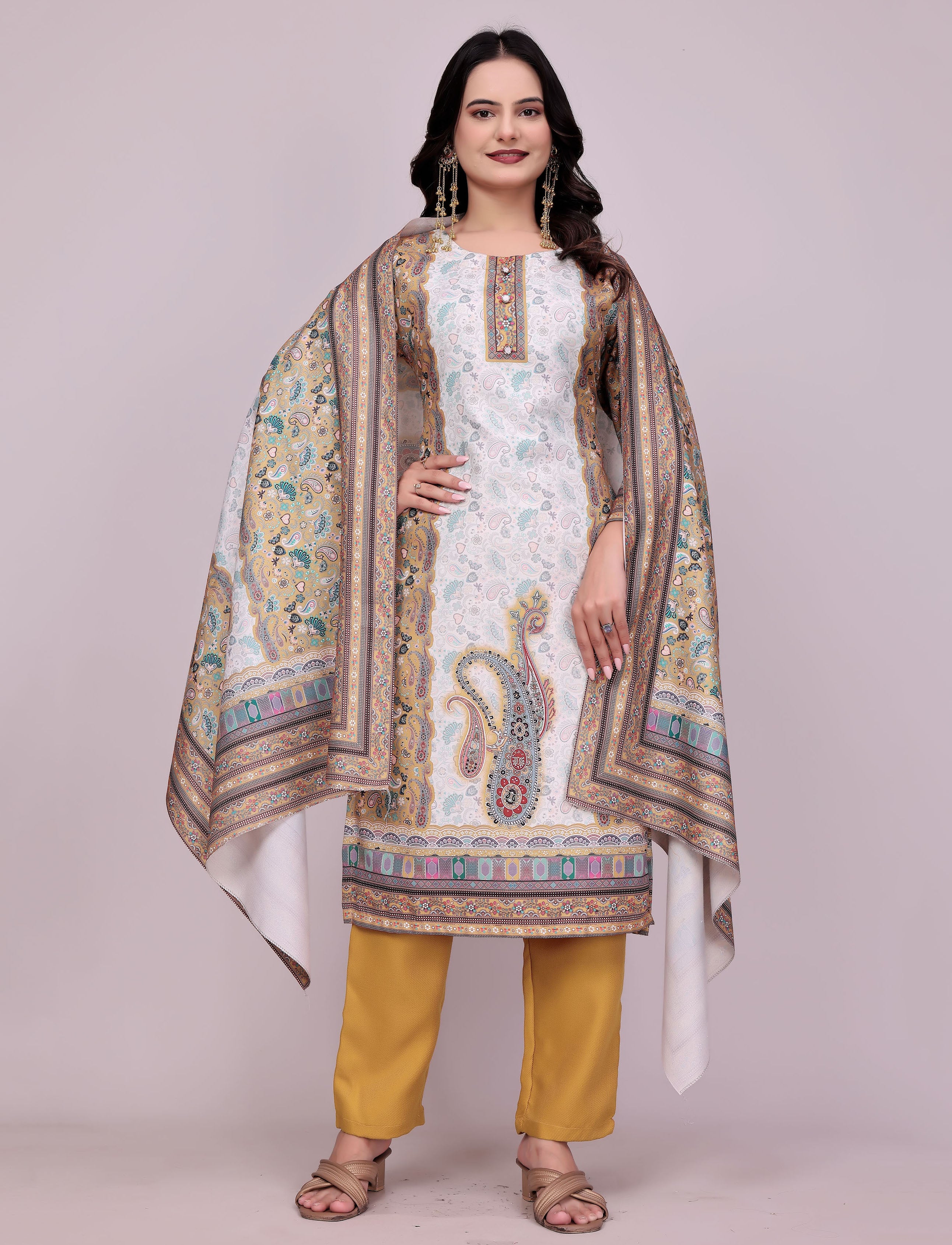 Woolen Digital Print Suit