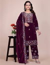 Sequence Embroidery Velvet Suit