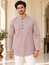 Mauve textured short kurta for men