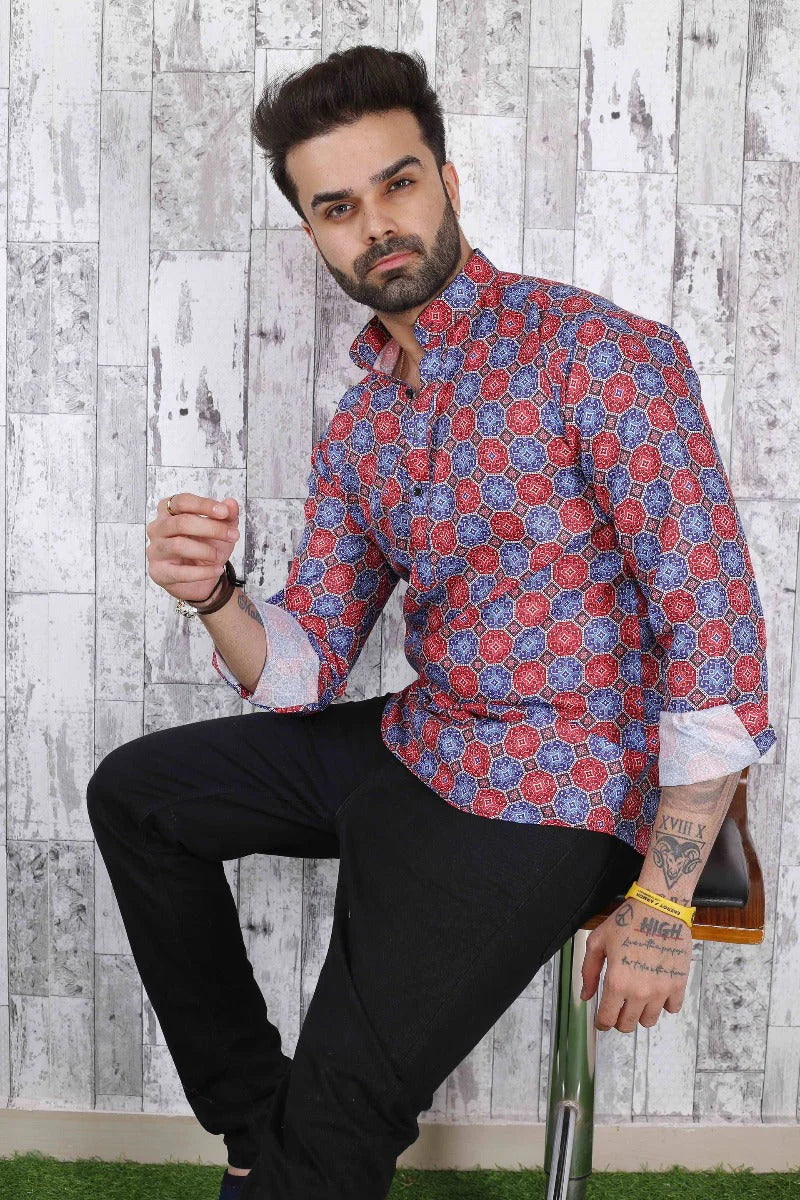 Multi-colour Short Kurta Men