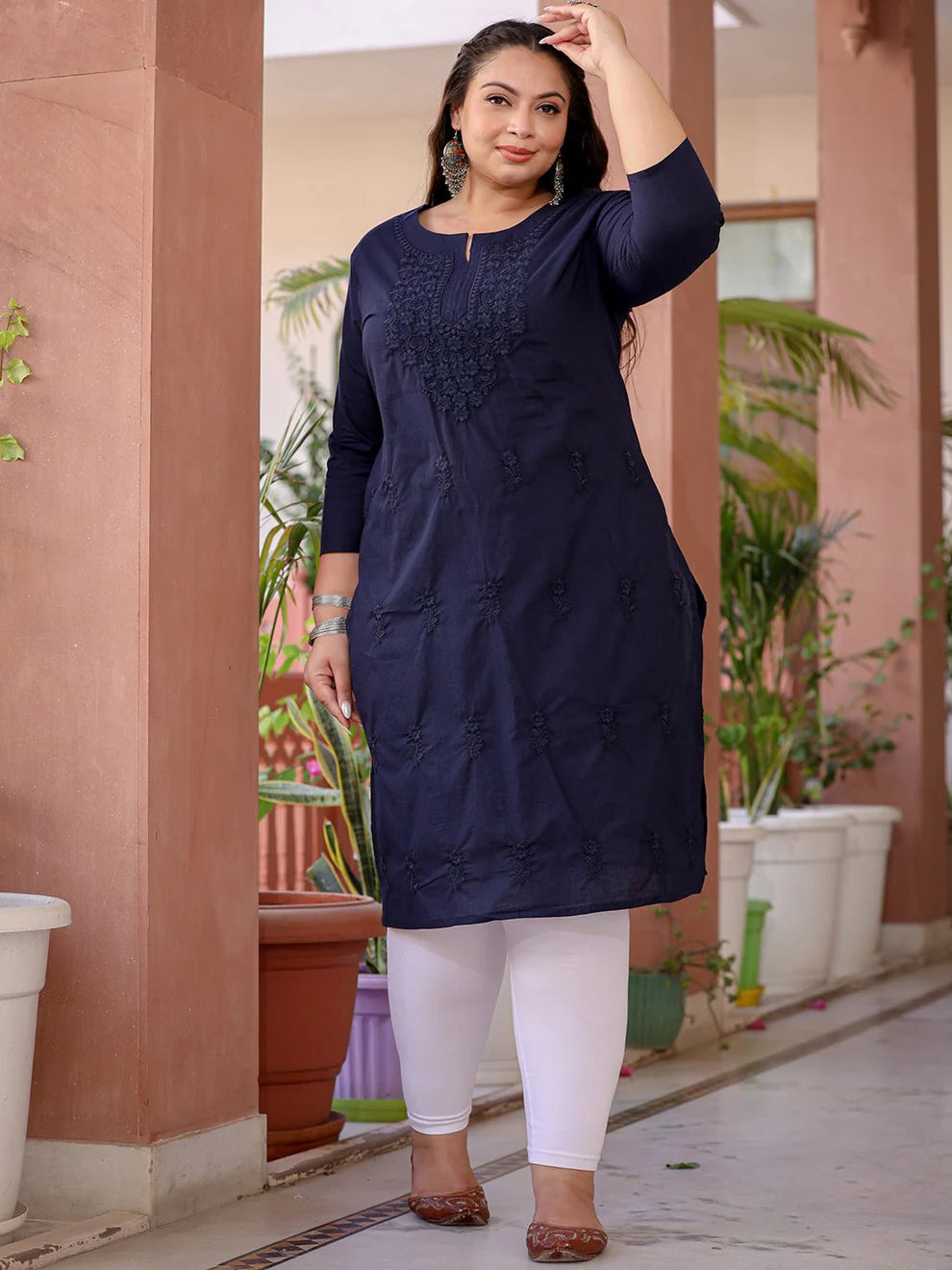 Blue Lucknowi Long Kurti