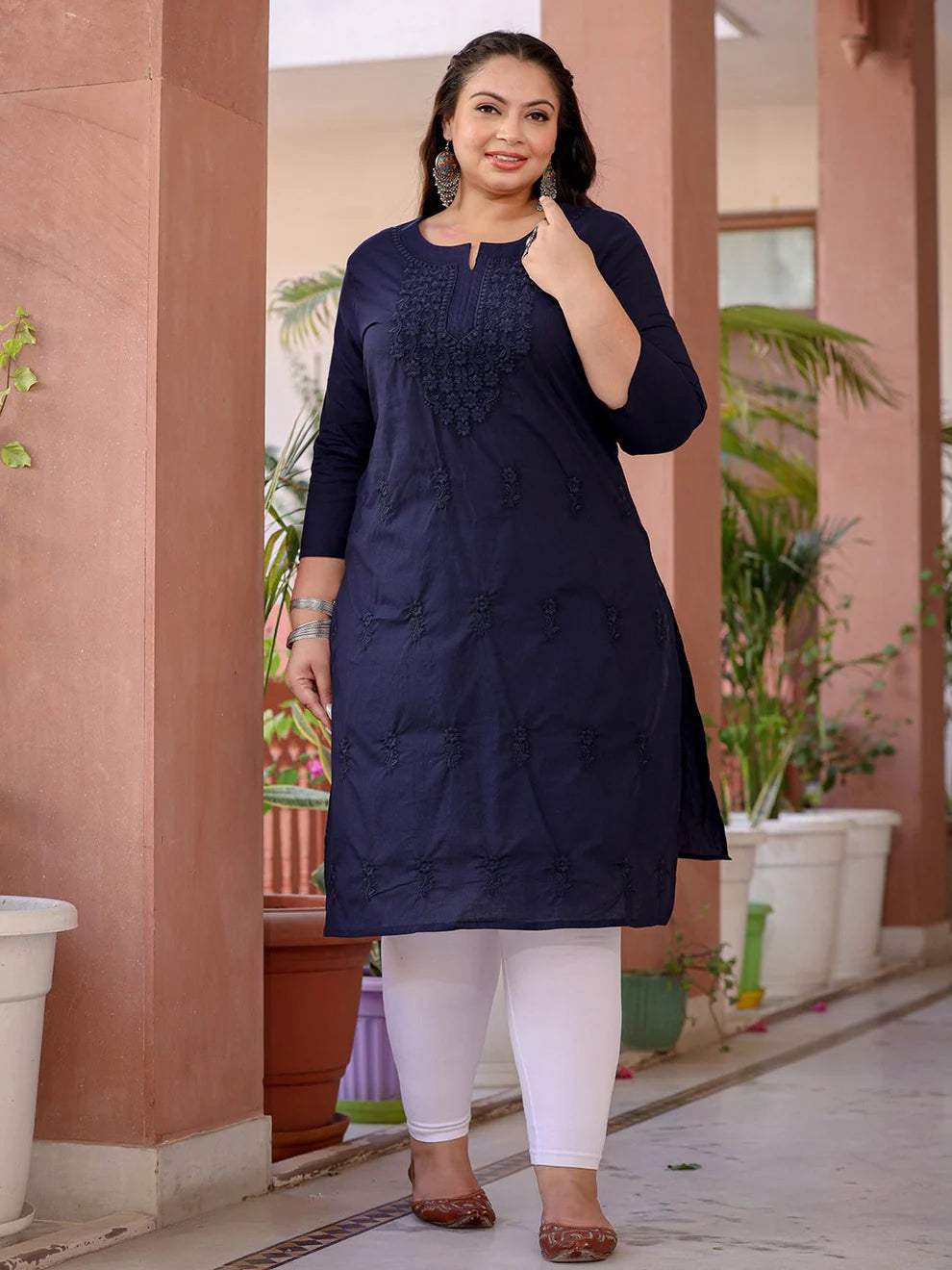 Blue Lucknowi Long Kurti