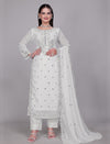 White Embroidered Georgette Suit