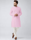 Mens Plain Cotton Kurta Pyjama - Pink