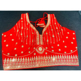 Red Full Embroidery Silk Blouse