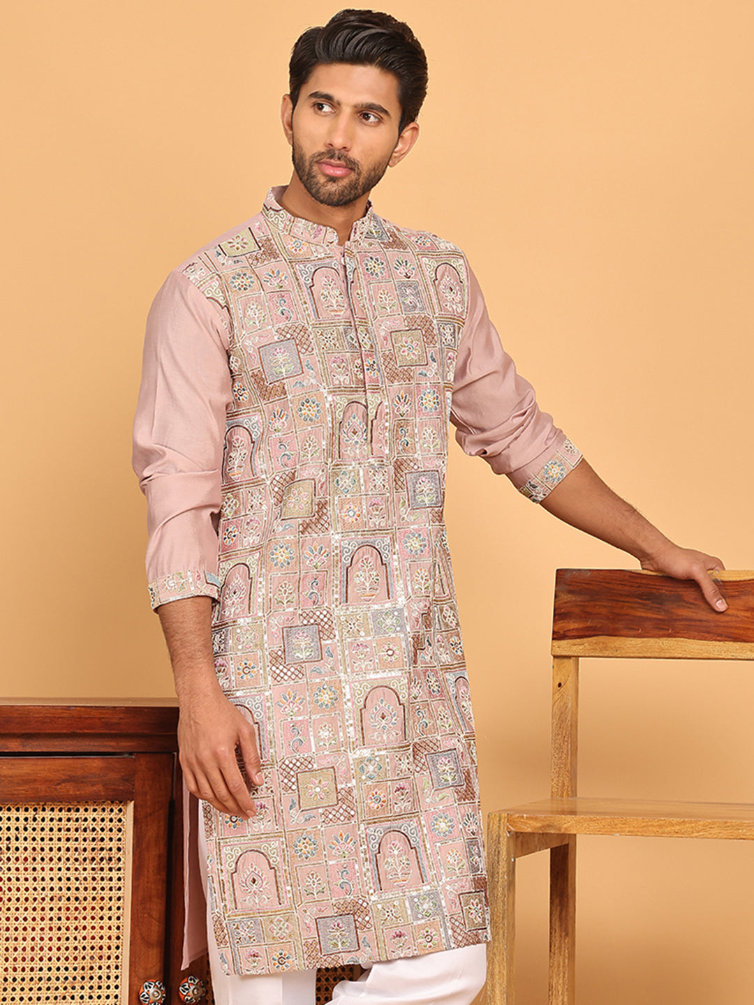 Embroidered Straight Kurtas For Men
