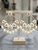 White Beads Jhumka Earrings
