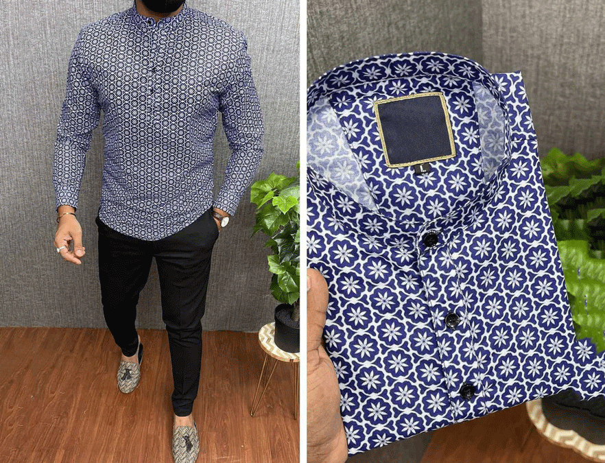 Blue Short kurta Men