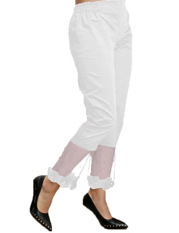Cotton Net Pearl Stretchable Floral Pants