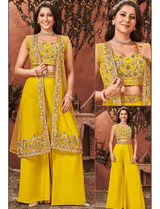 Yellow Georgette Palazzo Set