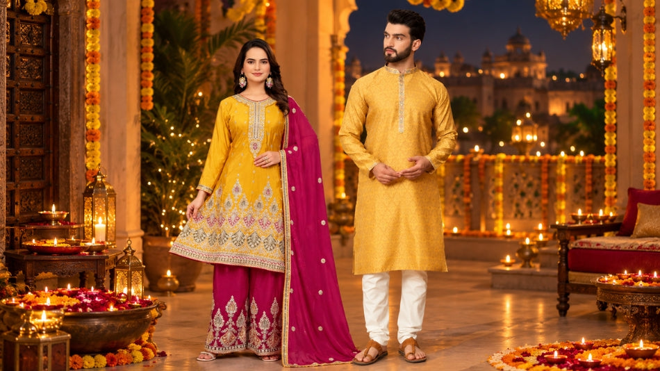 Matching Diwali Outfits for Couples in Australia: Traditional Looks with a Modern Touch