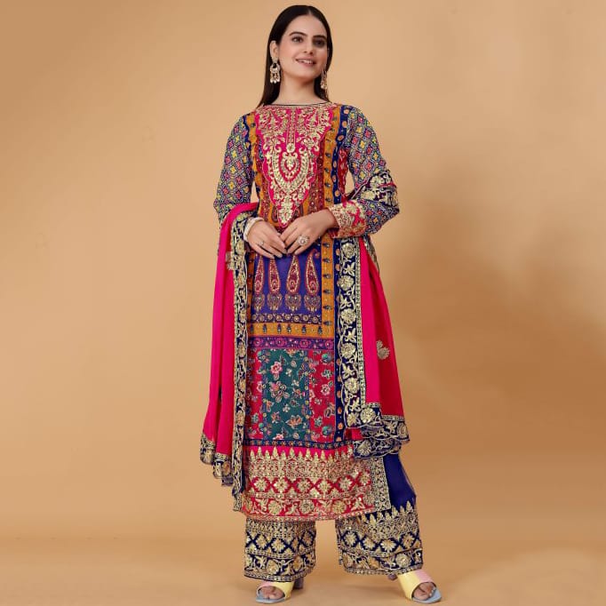 Women’s Multicolour Palazzo Pakistani Suit
