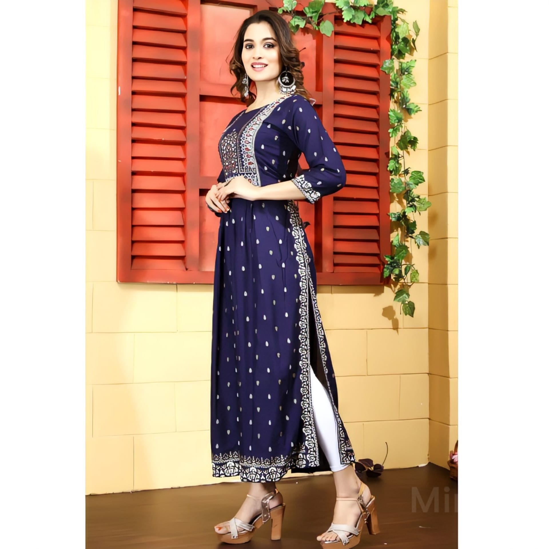 Blue Nayra Cut Kurti