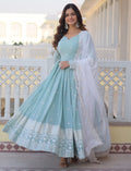 sky blue anarkali kurti