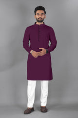Ban Collar Purple Kurta Pajama