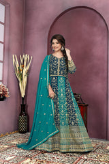 Blue Embroidered Georgette Anarkali Suits