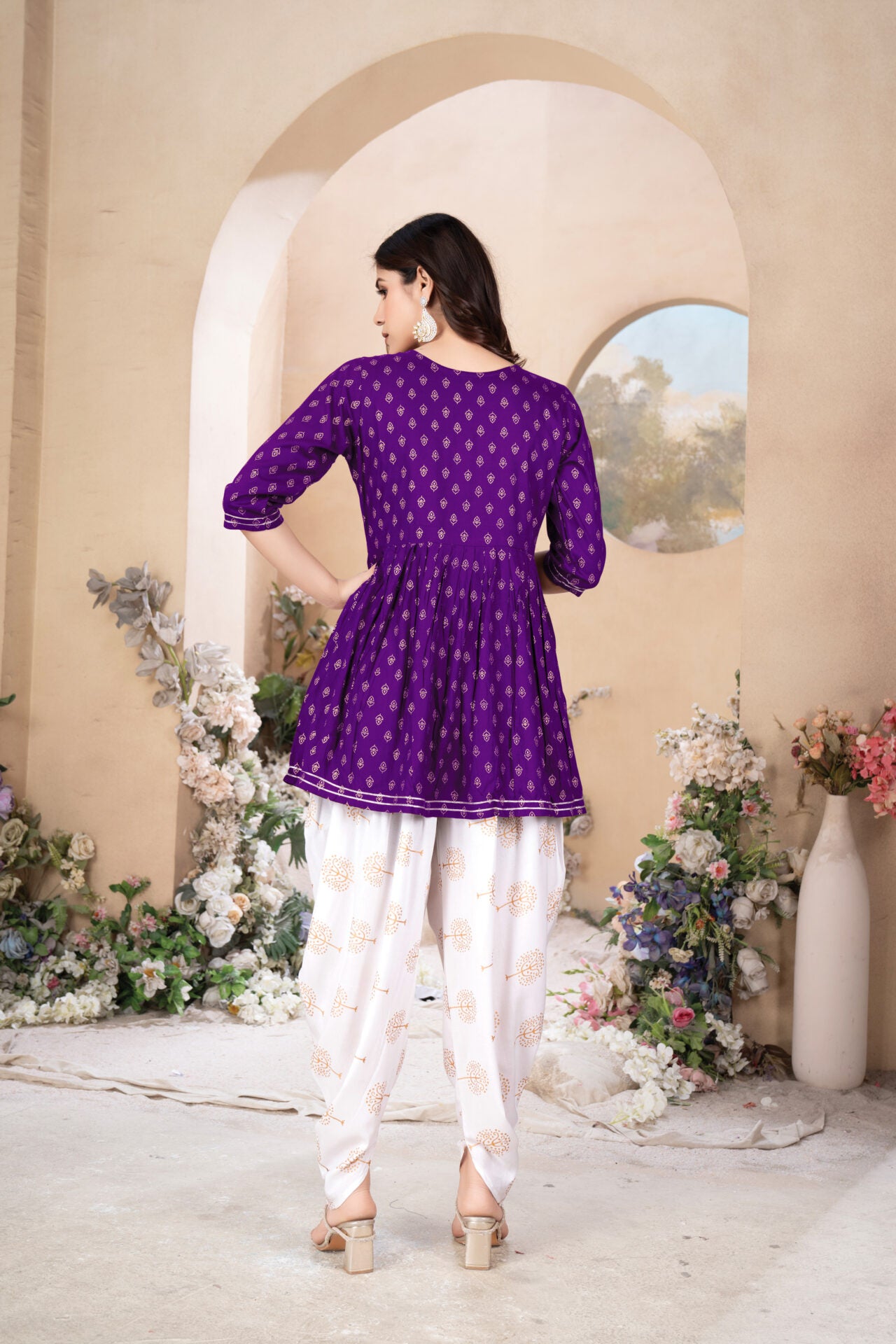 Purple Rayon Dhoti Salwaar Suit