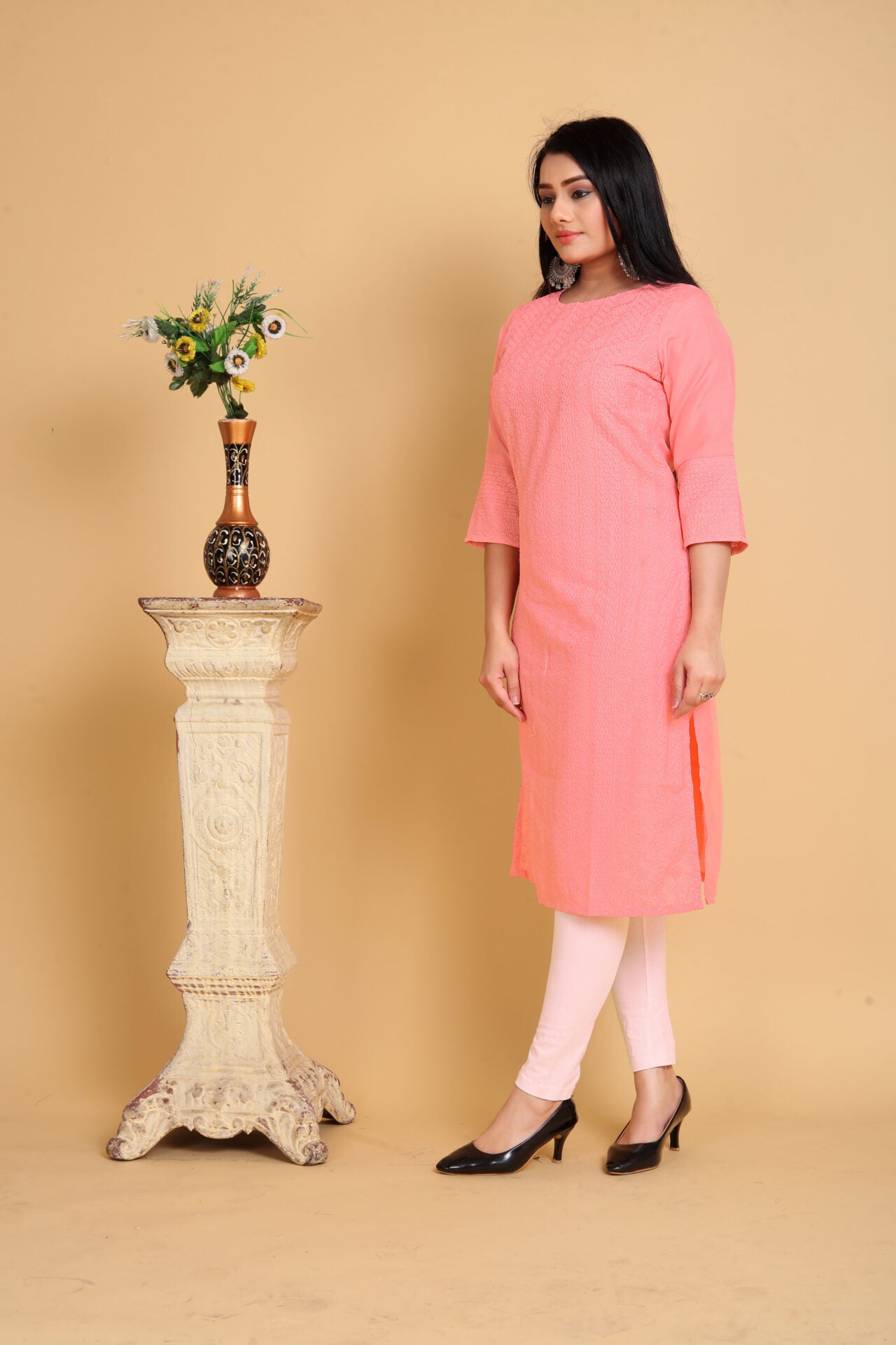 Embroidered Rayon A-line Kurta