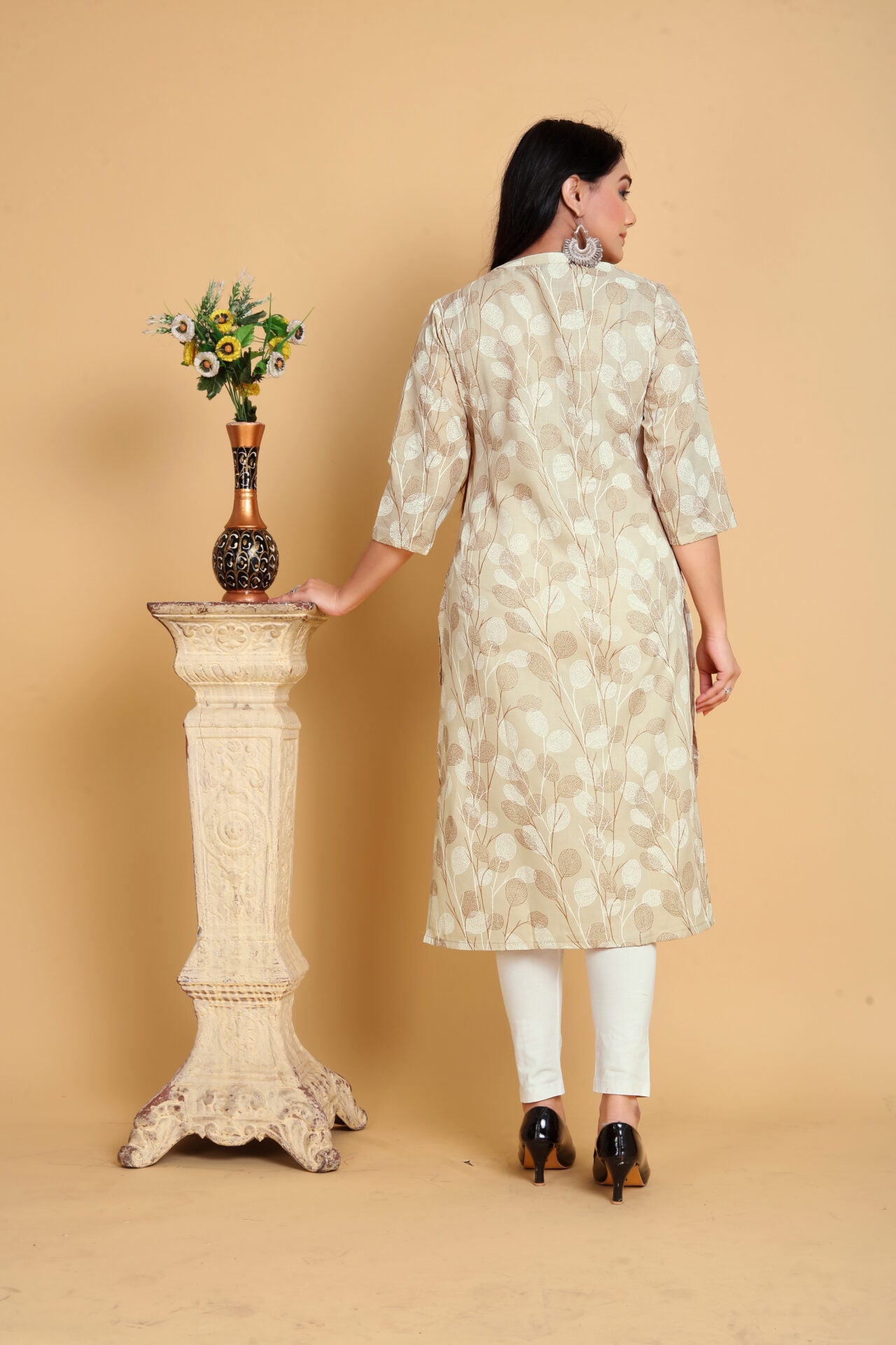 Floral Print Straight Cotton Kurta