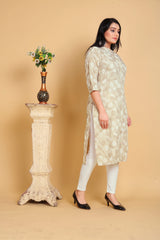 Floral Print Straight Cotton Kurta