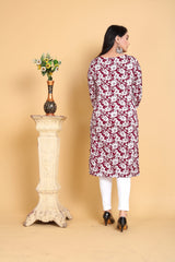 Maroon Floral Printed Kurti Women