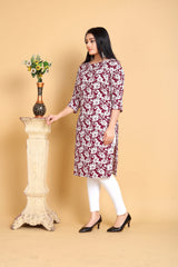 Maroon Floral Printed Kurti Women