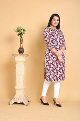 Maroon Floral Printed Kurti Women