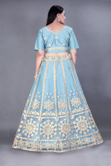 Blue Embroidered Lehenga Choli