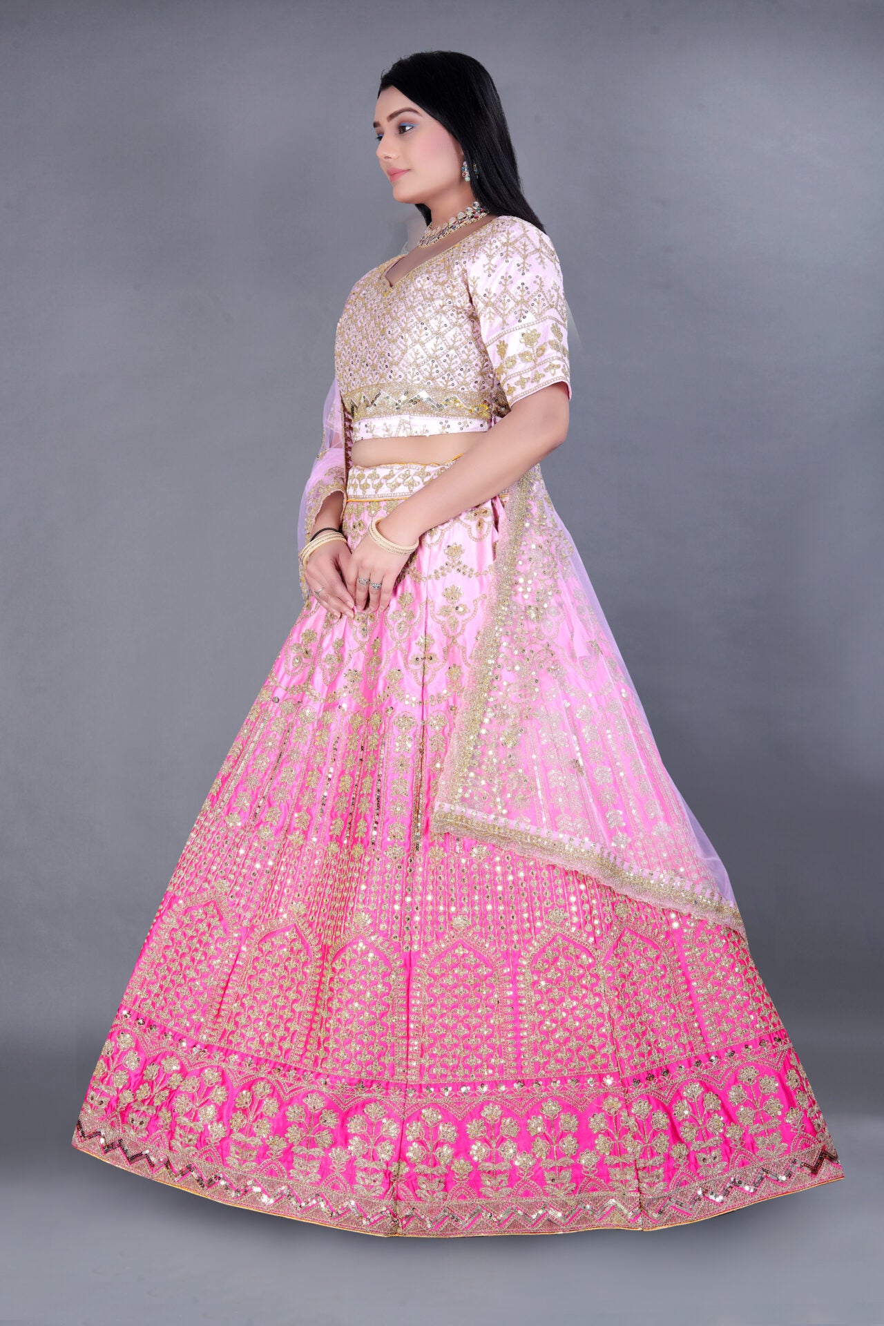 Pink Flared Lehenga Choli