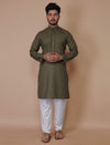 Green Embroidered Cotton Kurta Pajama