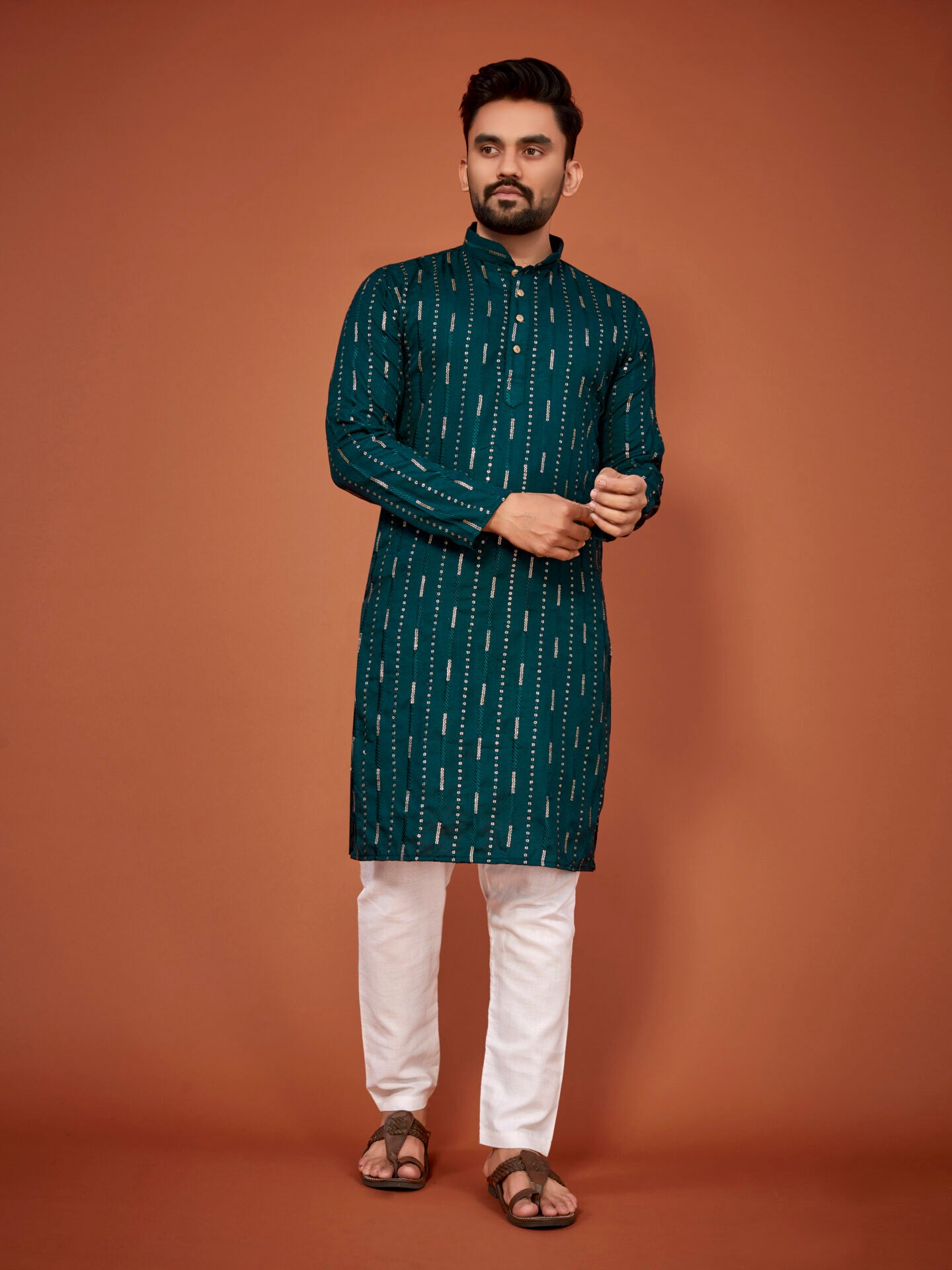 cotton sequin kurta pajama men