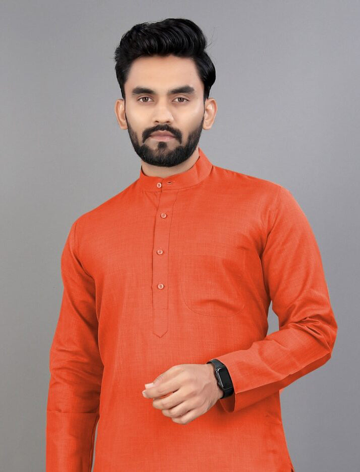 Orange Cotton Kurta Pajama