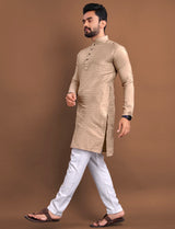 Golden Self Printed Kurta Pajama