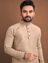 Golden Self Printed Kurta Pajama