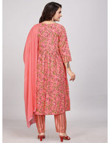 Floral Printed Cotton Kurti Set