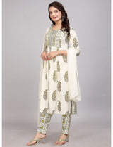 Off-White Printed Kurti Set