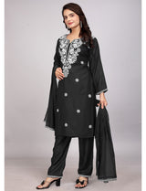 Lucknowi Work Black Kurti Set