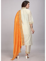 Orange Dupatta Off White Kurta Set