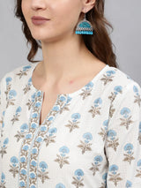 White Printed Short Kurti