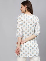 White Printed Short Kurti