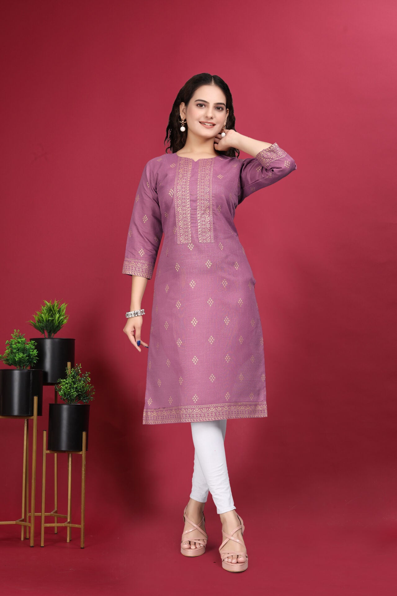 Lavender Rayon Kurti Women