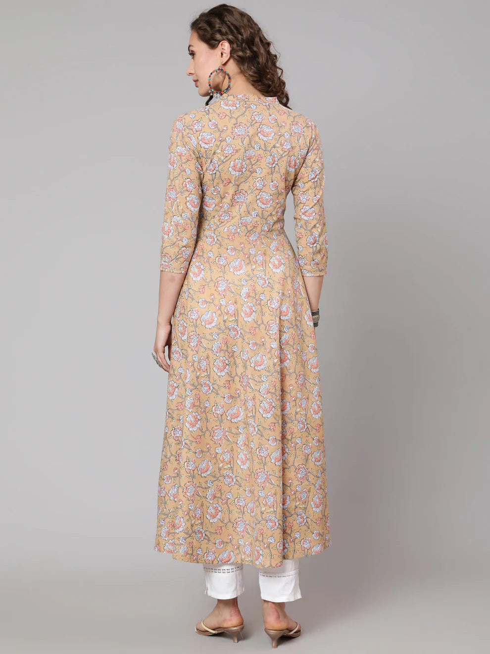 Floral Printed Mandarin AnarkaliKurta