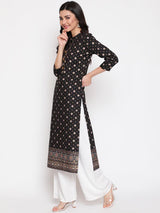 Cotton Printed Black Kurti