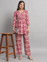 Pink Flared Cord Set Women