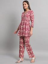 Pink Flared Cord Set Women