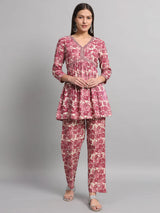 Pink Flared Cord Set Women