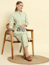 Green Printed Kurta Set Women