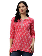 Pink Cotton Short Kurta